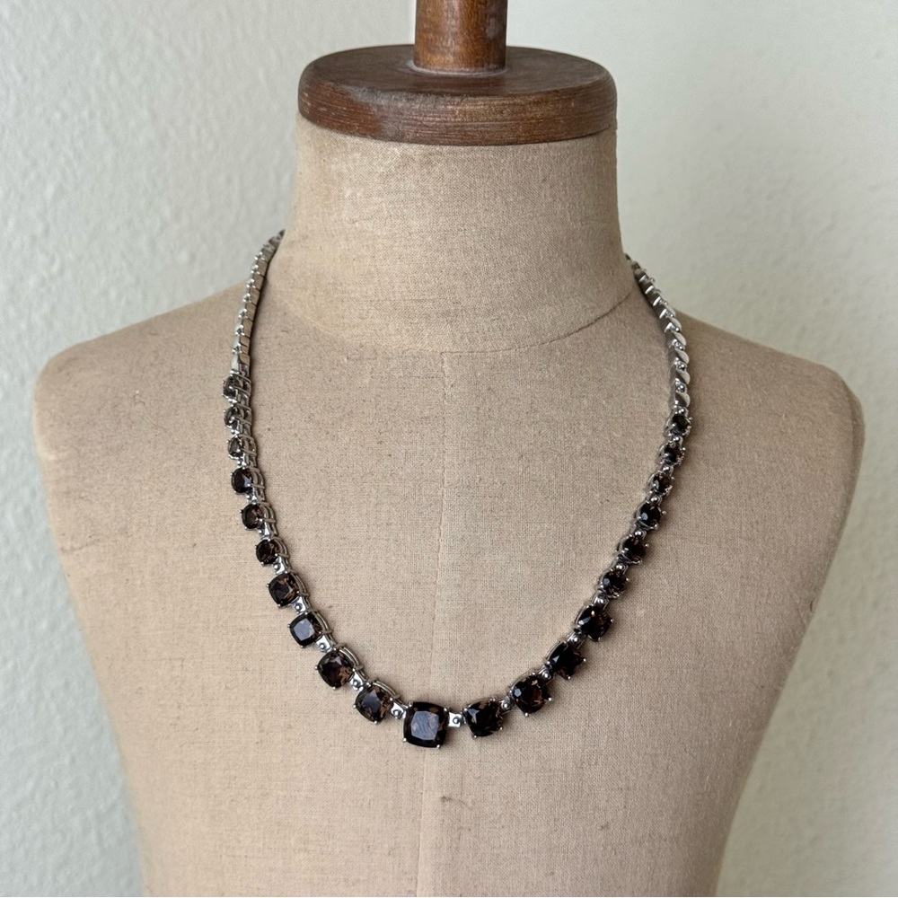 Vintage Designer Sterling Silver 925 Smoky Topaz Necklace Chain 44g.
